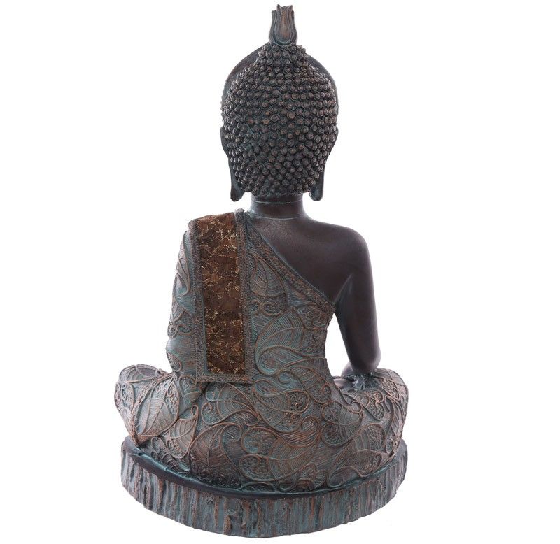 Thai Buddha Sitting On Base - Large Brown & Verdigris Effect