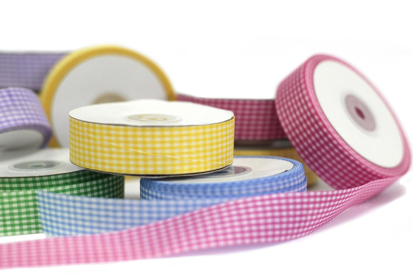 Budget Gingham Ribbon 25mm x 45m - Red