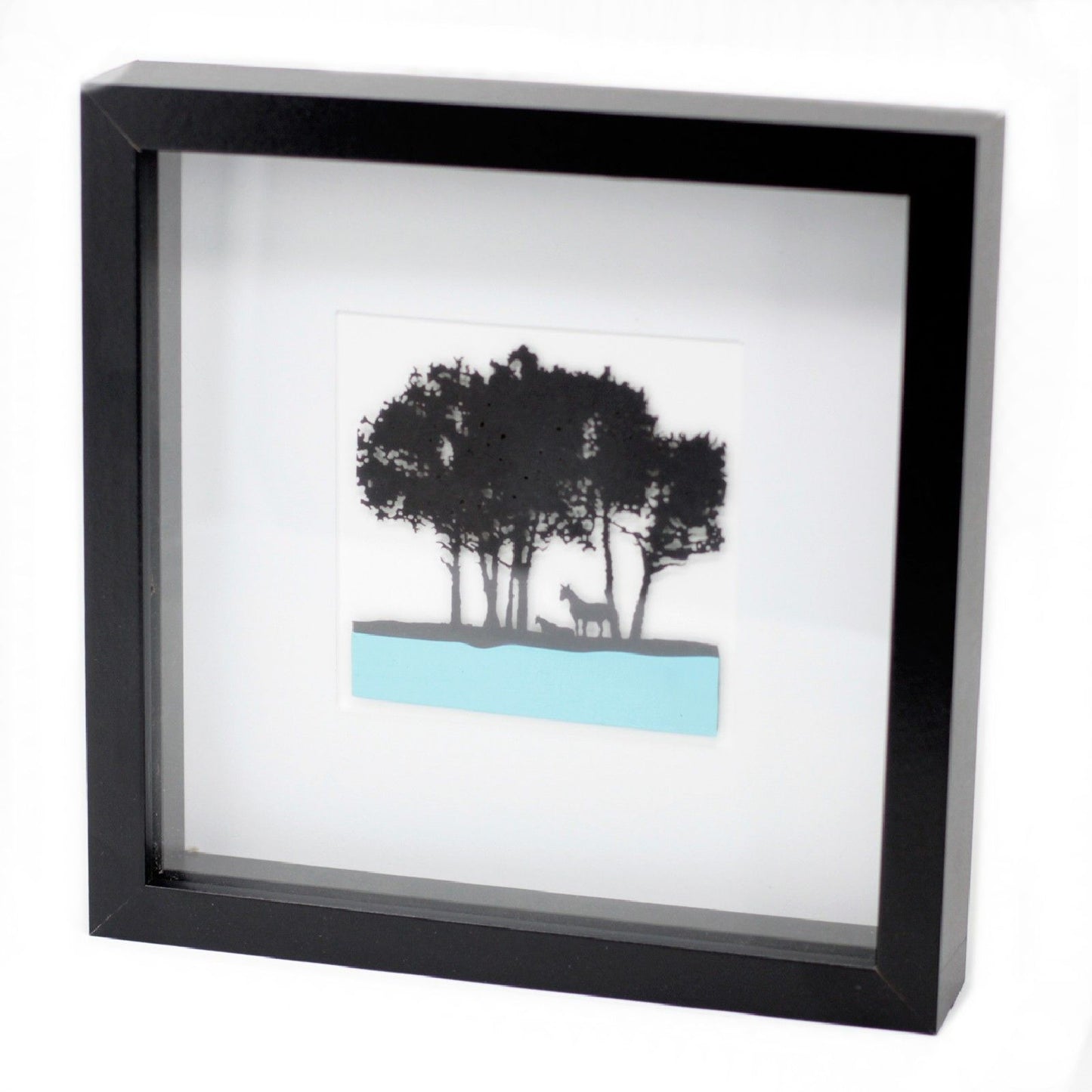 Paper Cutout Black Picture Frame - Horses