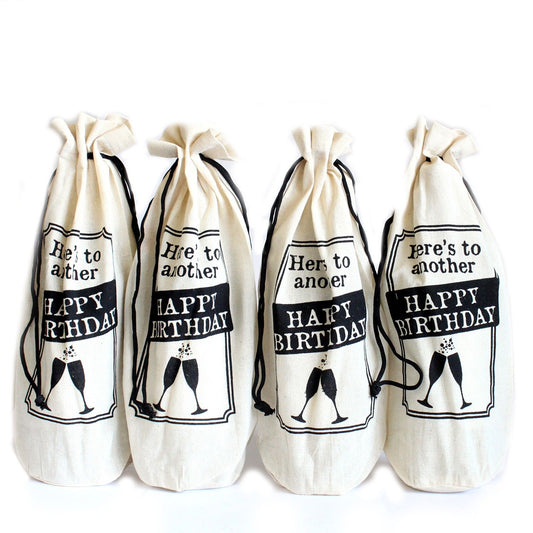 Cotton Wine Pouch - Happy Birthday
