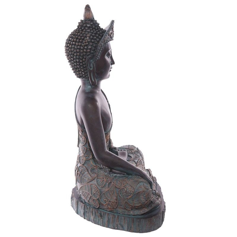 Thai Buddha Sitting On Base - Large Brown & Verdigris Effect