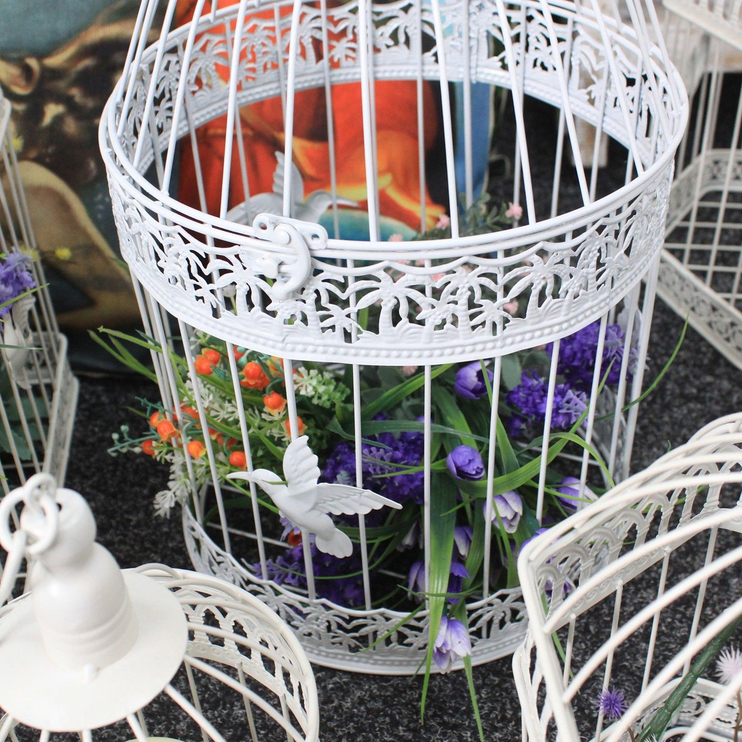 Set of 3 - Square Classic Bird Cage - Ivory