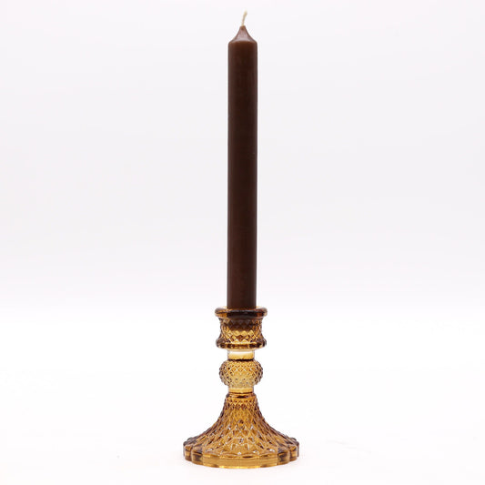 Vintage Dinner Candle Holder - Antique Amber
