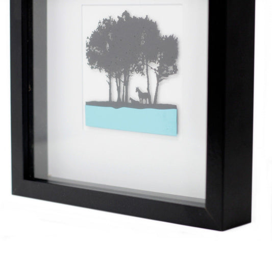 Paper Cutout Black Picture Frame - Horses