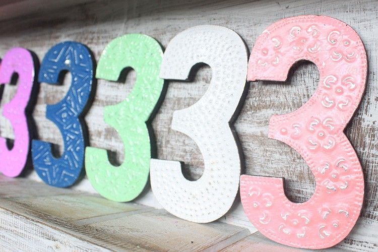 Number "3" - Assorted Colours - 15cm