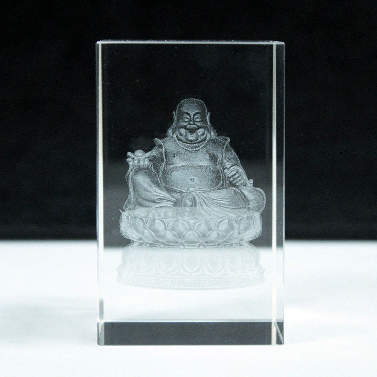 Laser Crystal Block - Buddha and Lotus Base