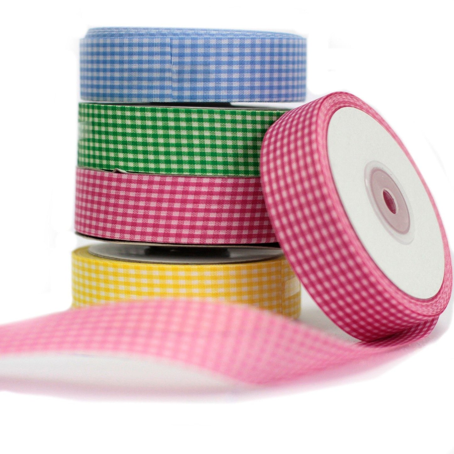 Budget Gingham Ribbon 25mm x 45m - Green