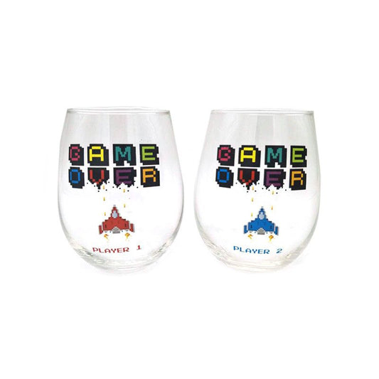 Game Over Set of 2 Glass Tumblers