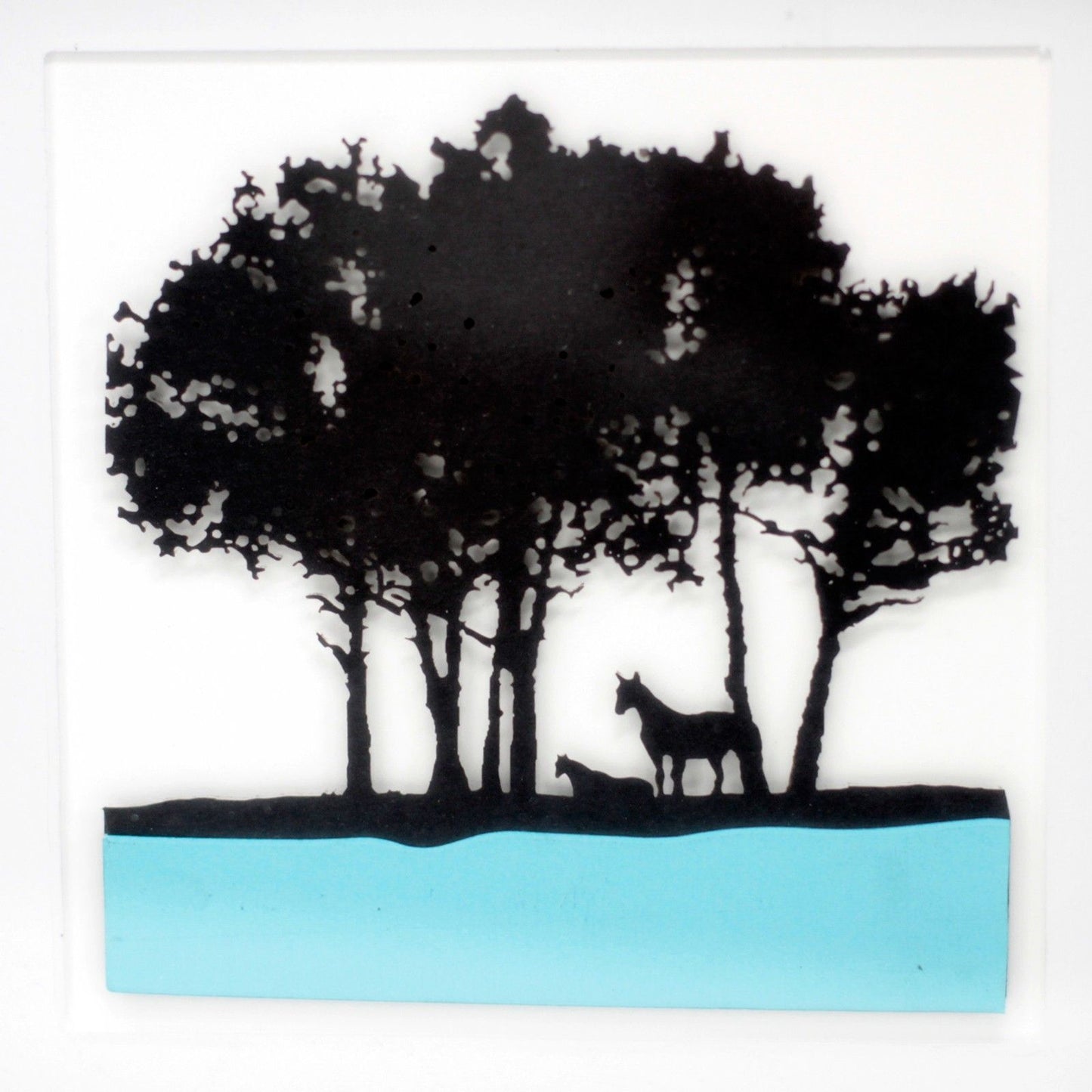 Paper Cutout Black Picture Frame - Horses