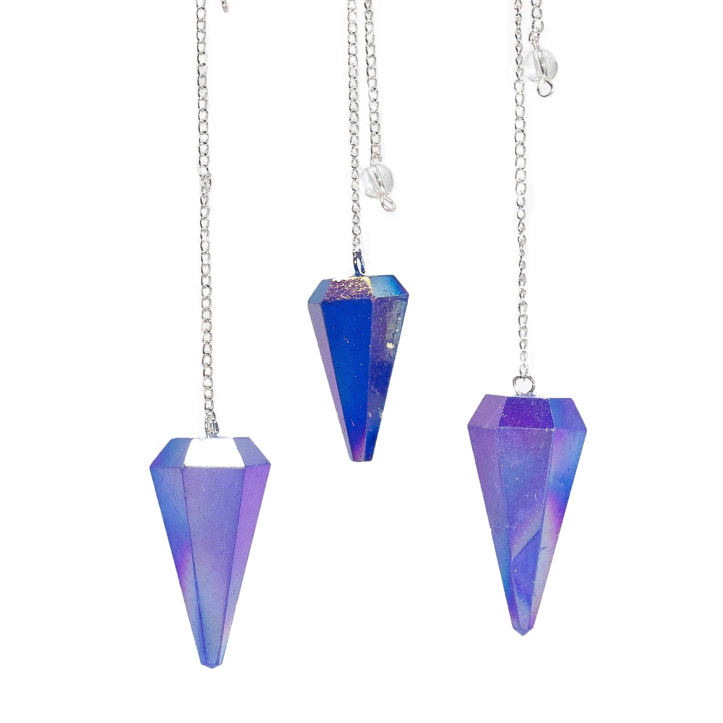 Six Sided Pendulum - Aurora Crystal Blue - 4cm