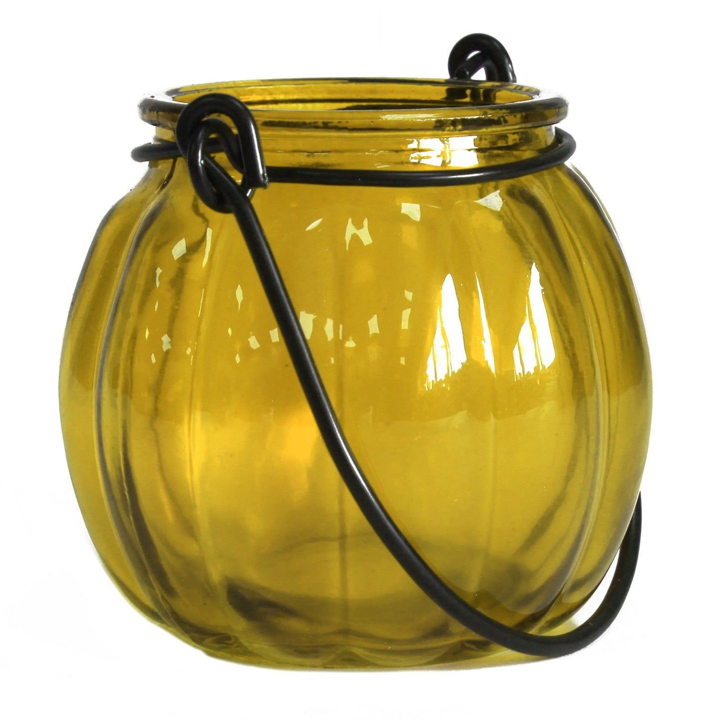 Recycled Pumpkin Candle Lantern - Yellow