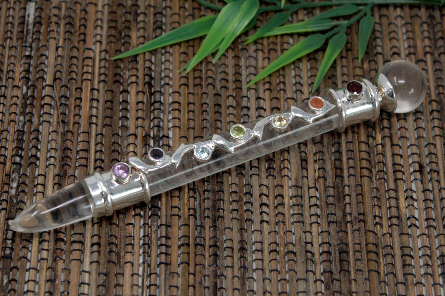 Clear Crystal with Chakra Stones