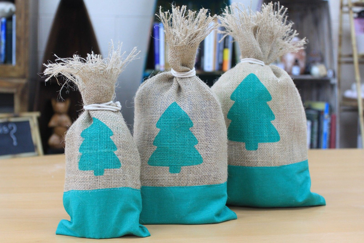 Danish Pouch Set of 3 - Green & Tree