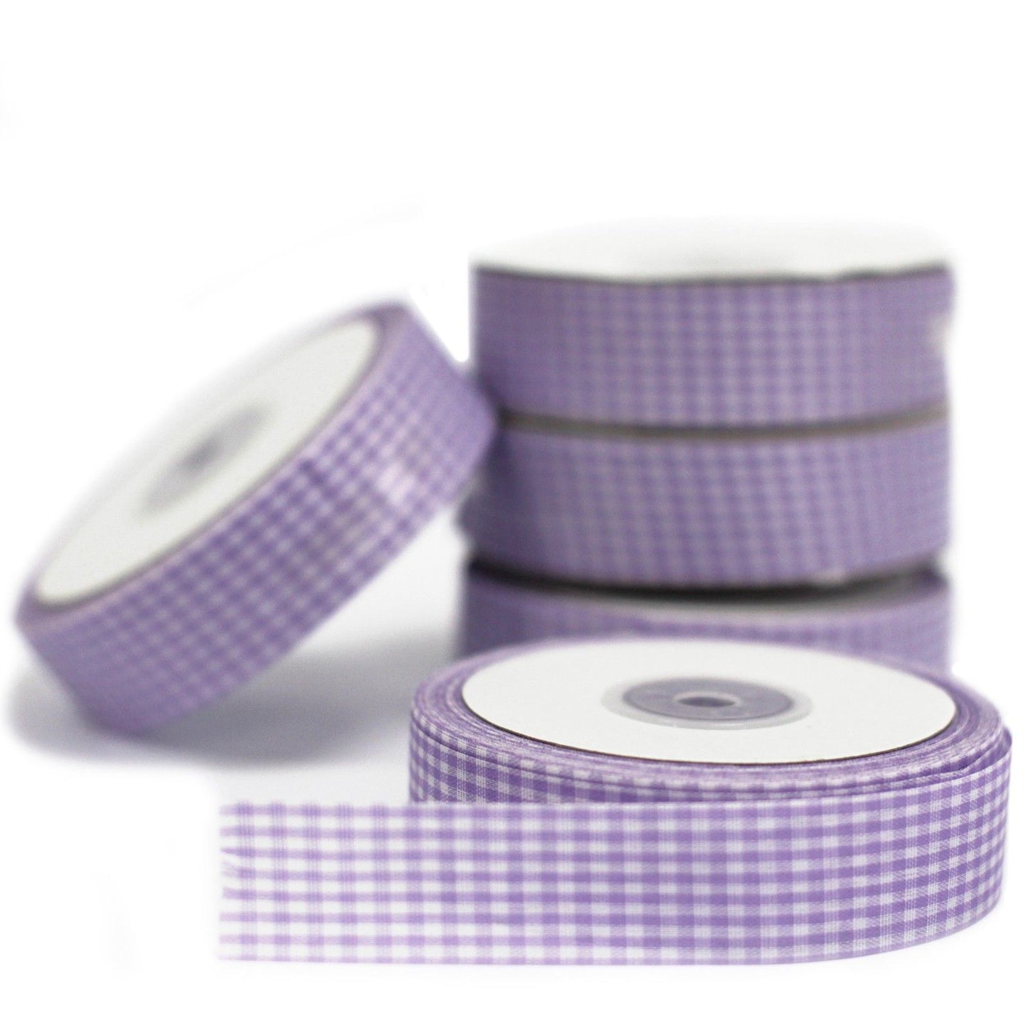 Budget Gingham Ribbon 25mm x 45m - Lavender