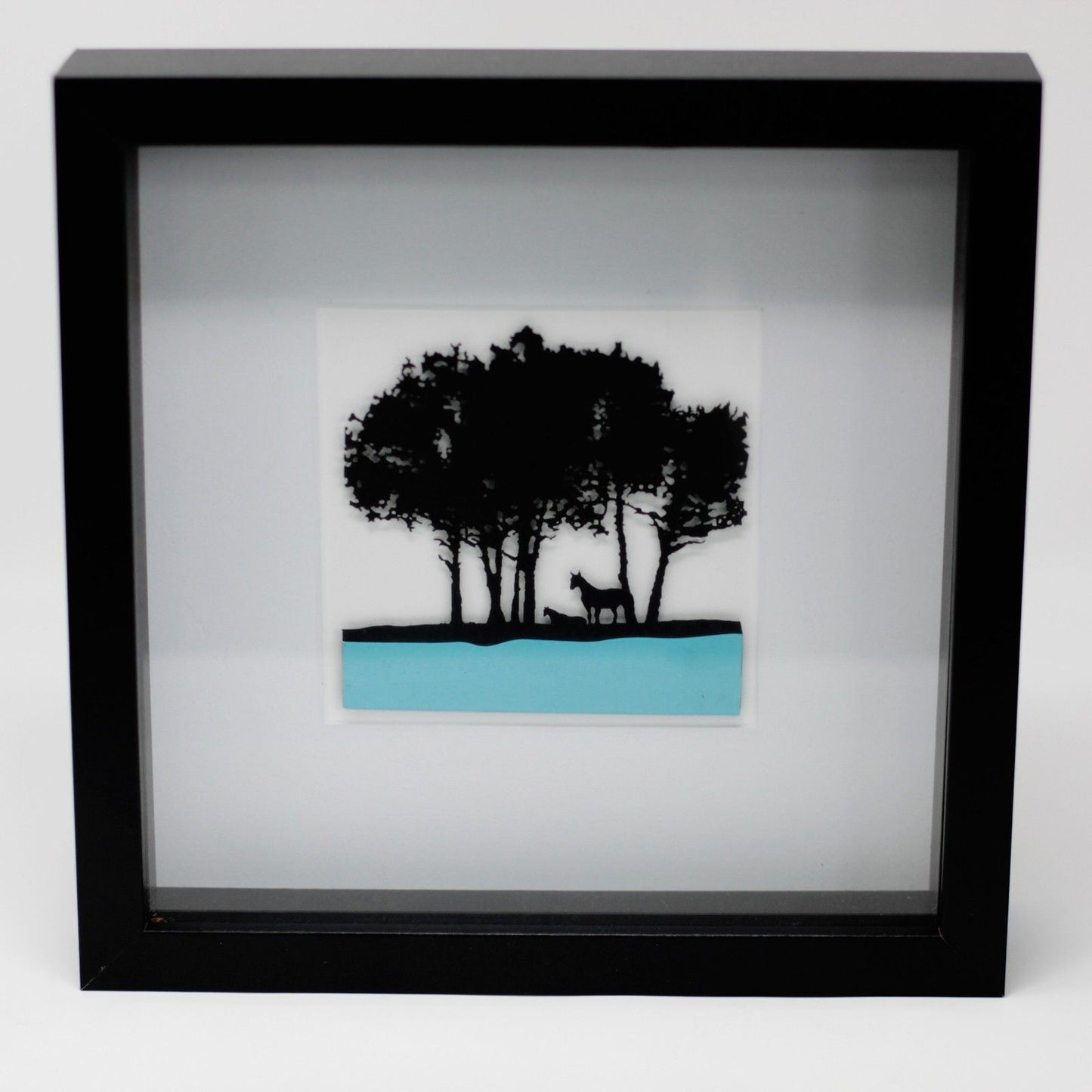 Paper Cutout Black Picture Frame - Horses