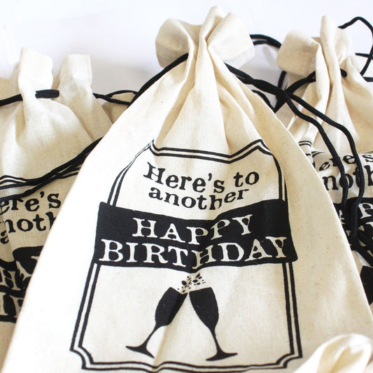 Cotton Wine Pouch - Happy Birthday