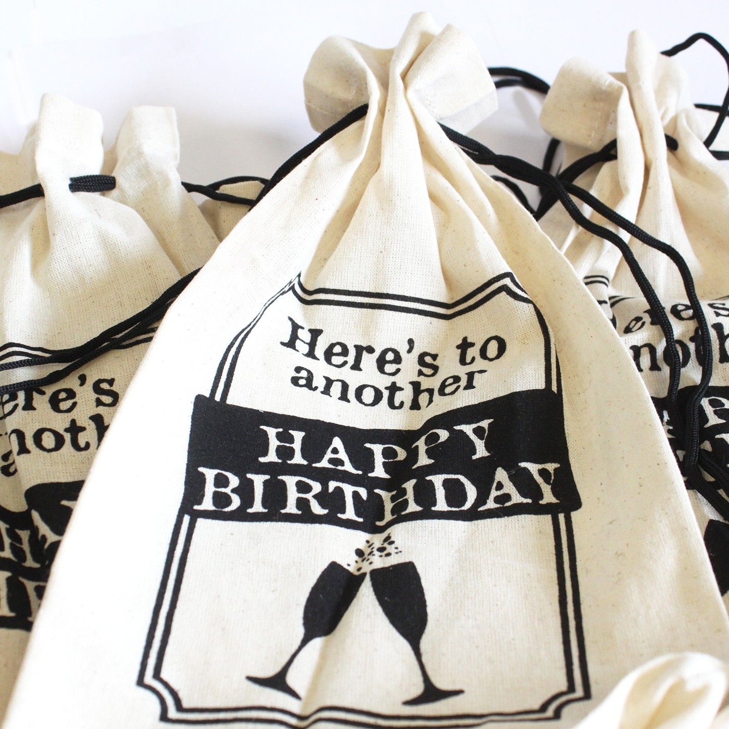 Cotton Wine Pouch - Happy Birthday