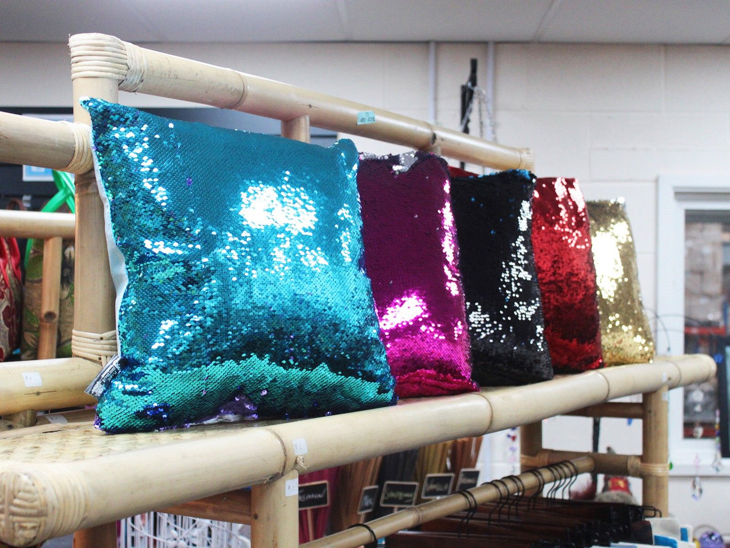 Mermaid Cushion Covers - Midnight Black in an Aqua Sea