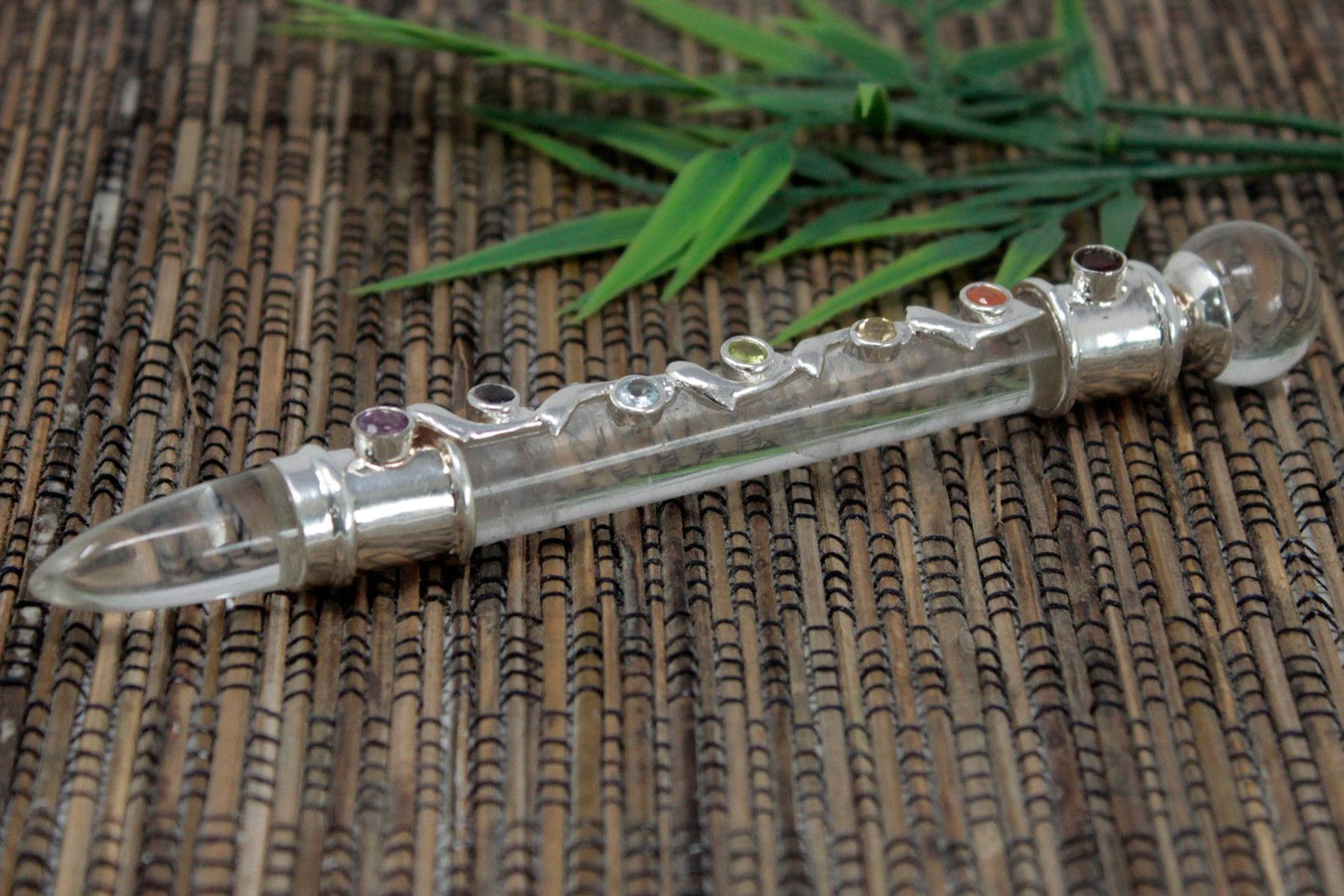 Clear Crystal with Chakra Stones