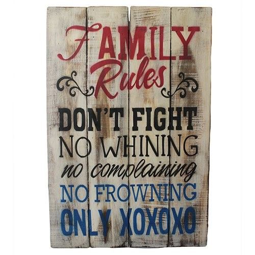 Rough Wooden Signs - Family Rules