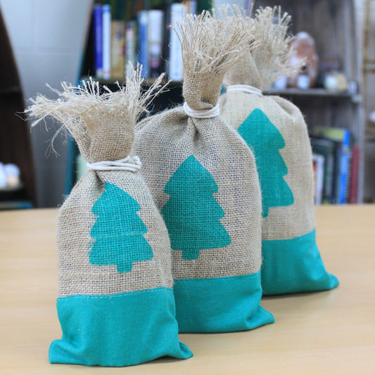Danish Pouch Set of 3 - Green & Tree
