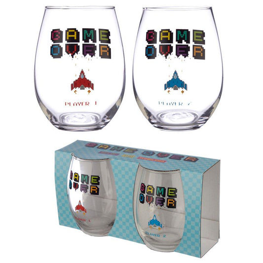 Game Over Set of 2 Glass Tumblers