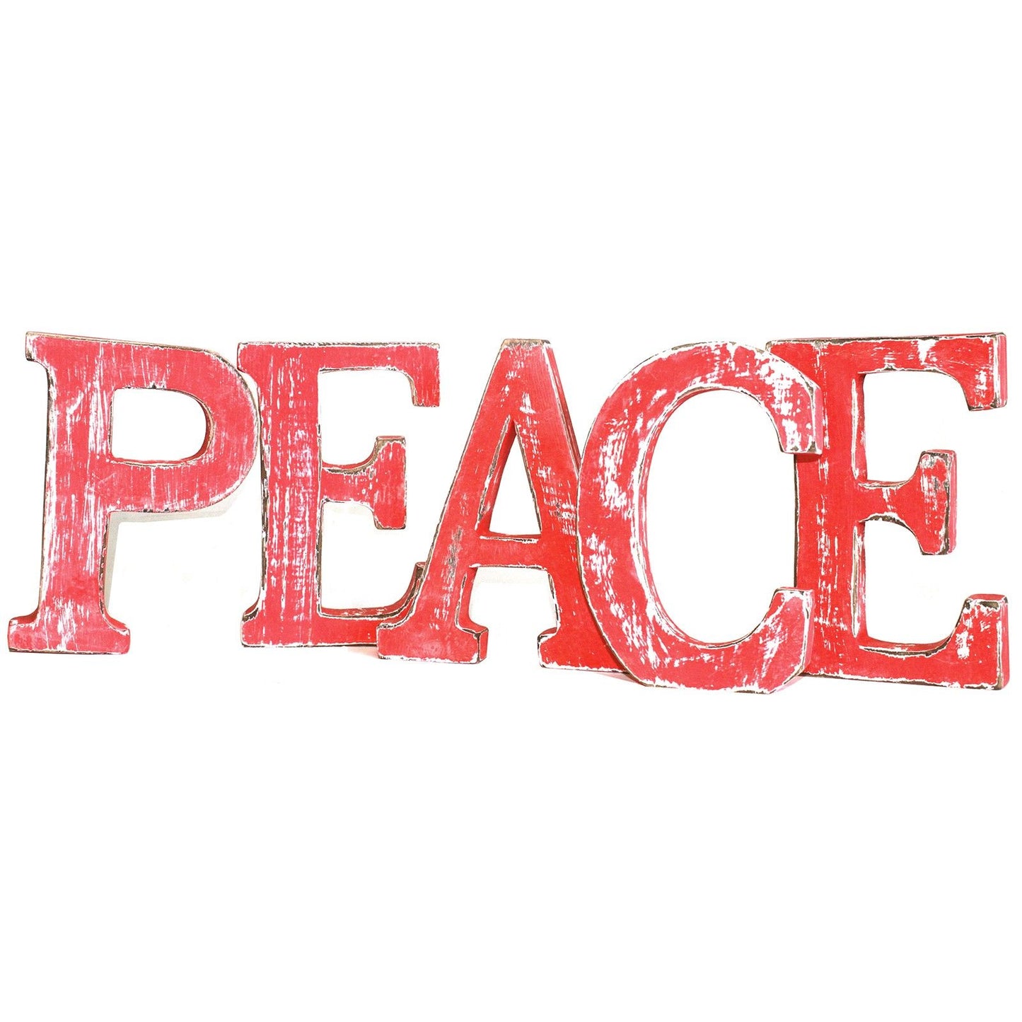 Shabby Chic Letters Red Wash  - PEACE
