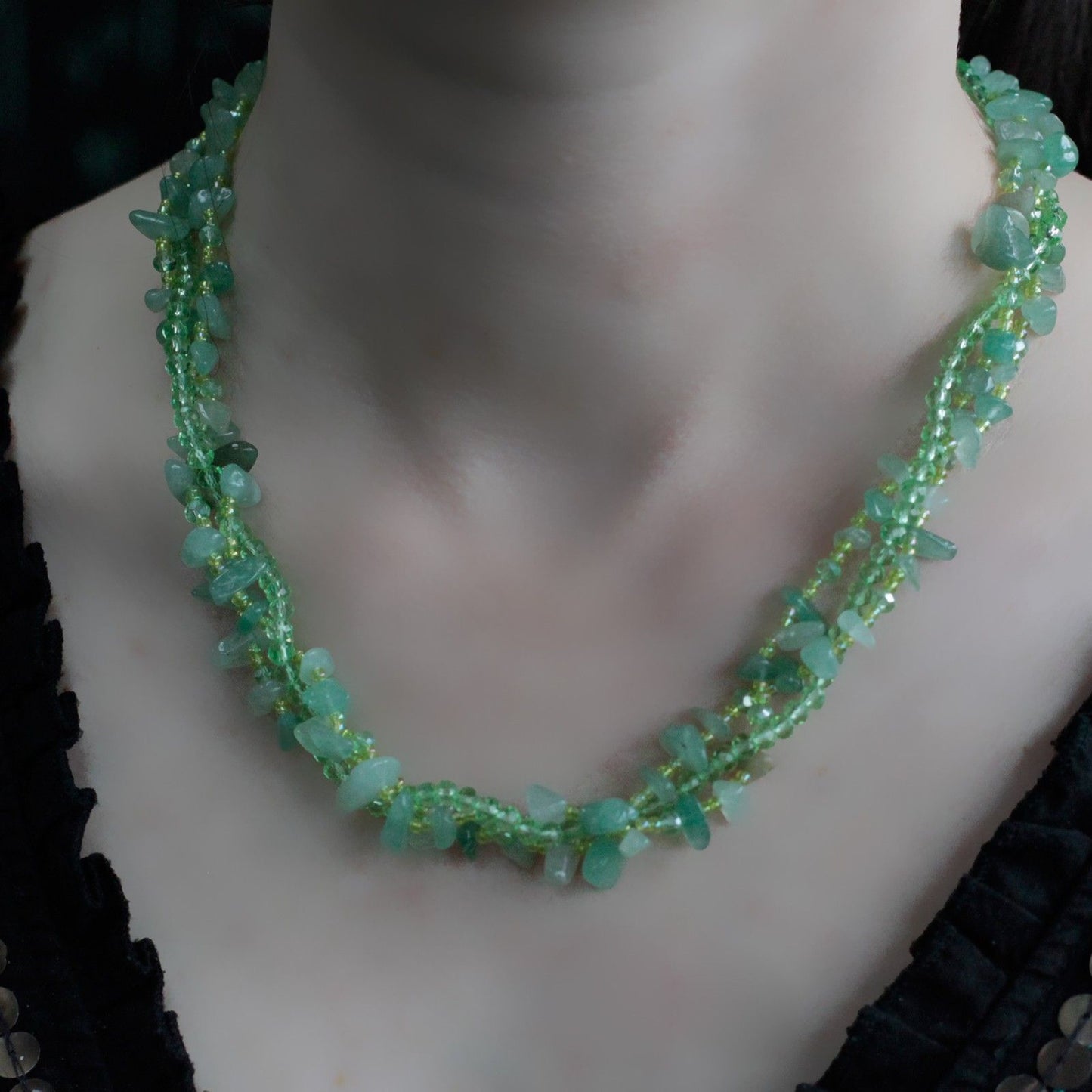 Chipstone & Bead Necklace - Jade