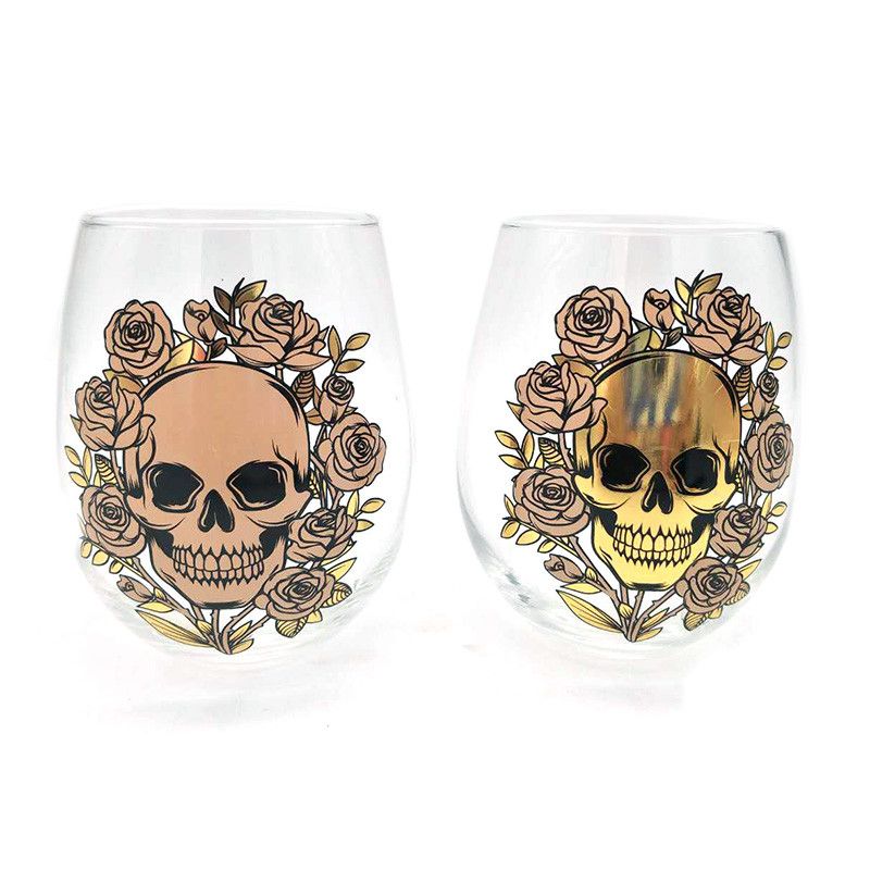 Skulls & Roses Set of 2 Glass Tumblers