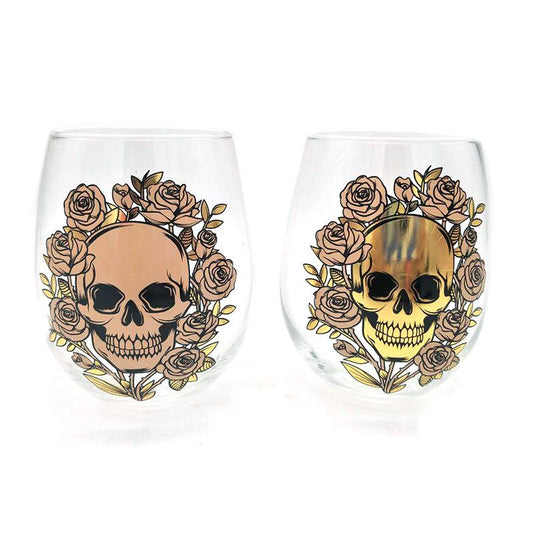 Skulls & Roses Set of 2 Glass Tumblers