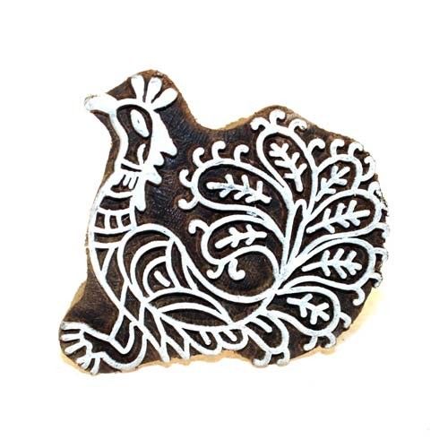 Indian Wood Blocks - Lrg Pea Hen