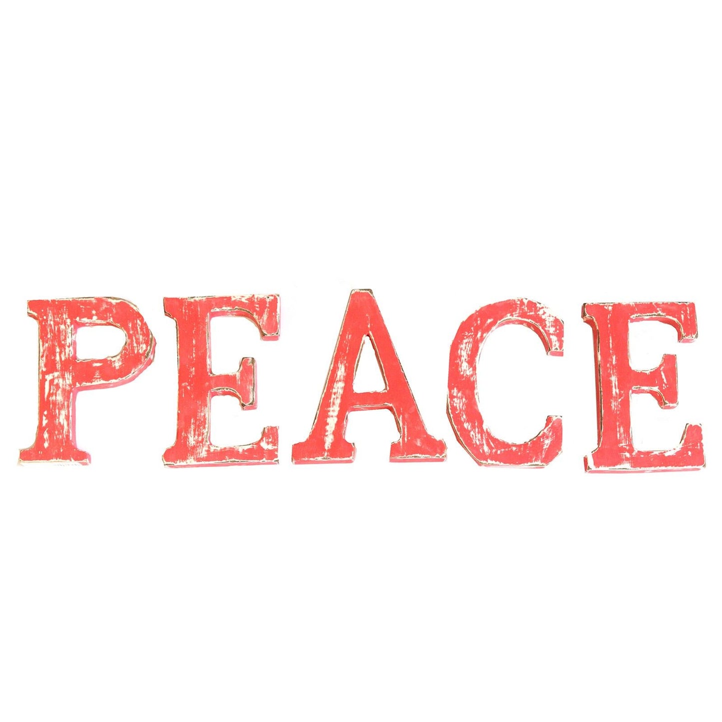 Shabby Chic Letters Red Wash  - PEACE