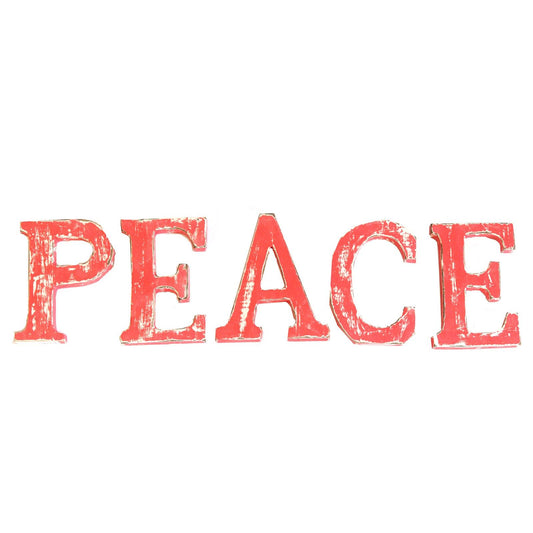 Shabby Chic Letters Red Wash  - PEACE