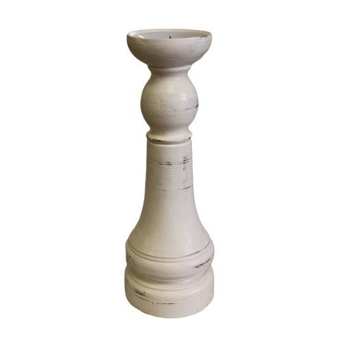 Tall Antique Chunky Whitewash Candlestick