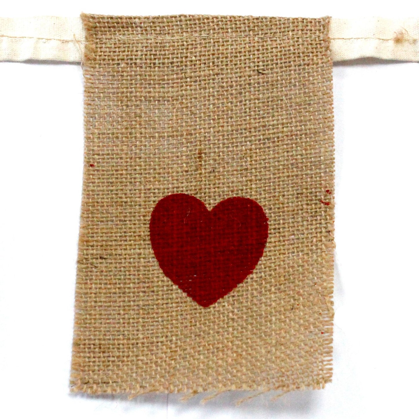 Natural Bunting  I LOVE YOU (small with hearts)