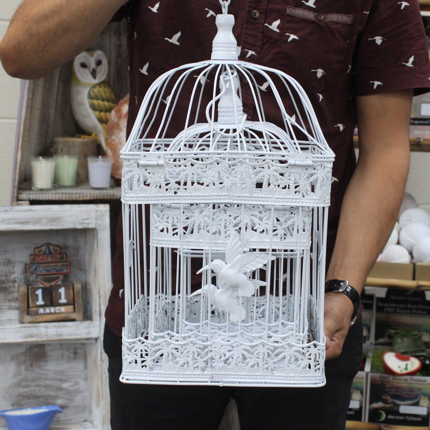 Set of 3 - Square Classic Bird Cage - Ivory
