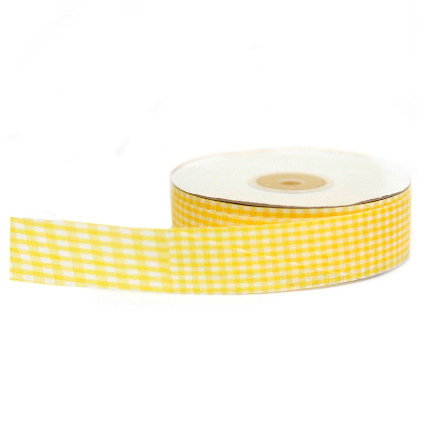 Budget Gingham Ribbon 25mm x 45m - Yellow