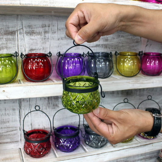 Moroccan Style Hanging Candle Lantern - Lavender