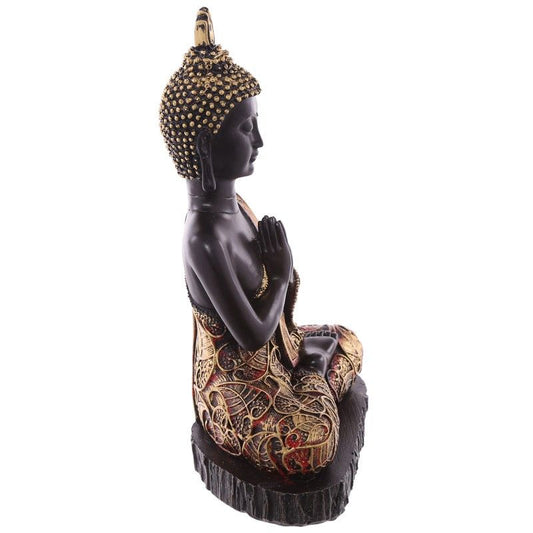 Thai Buddha Sitting - Small Antique Gold & Red Effect