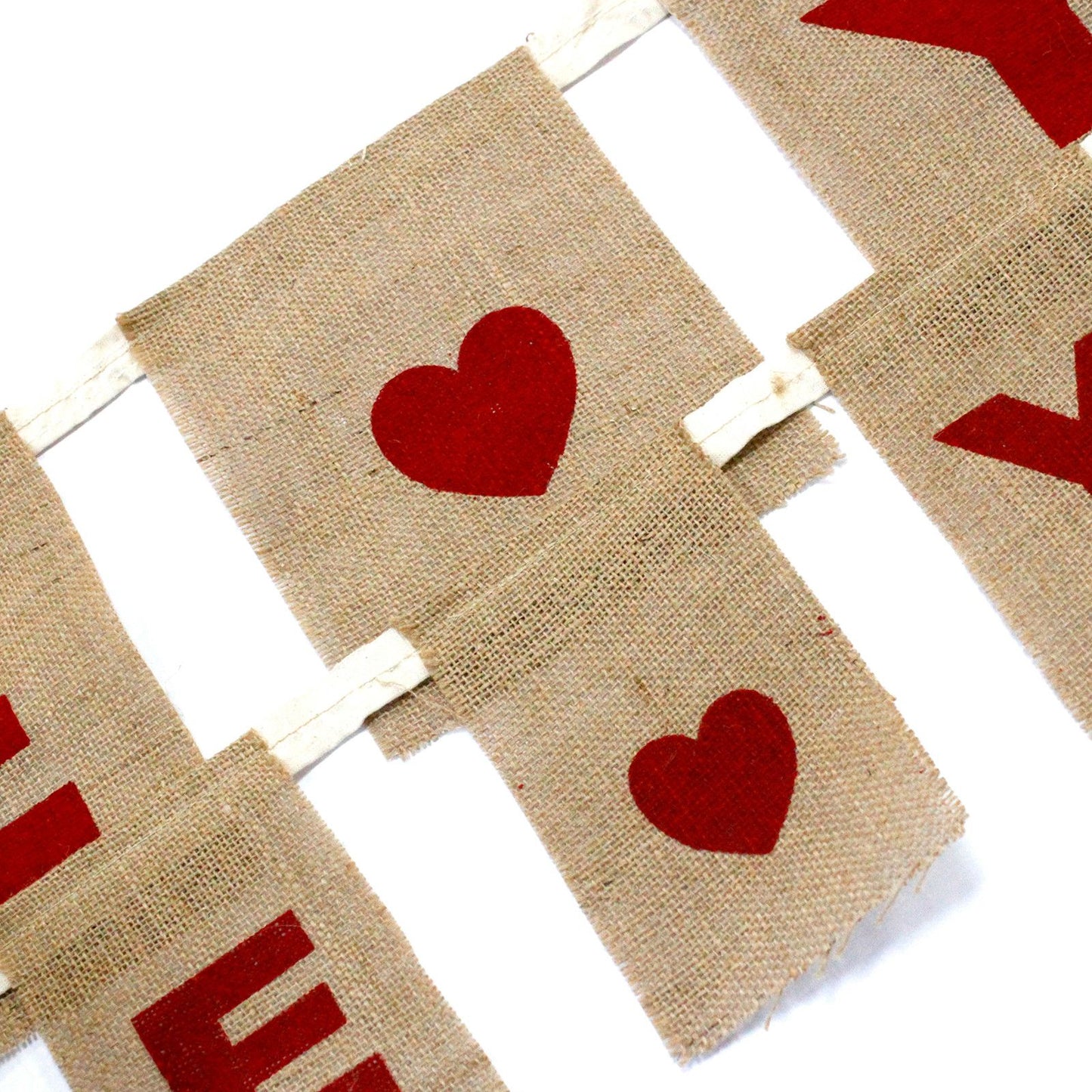Natural Bunting  I LOVE YOU (small with hearts)