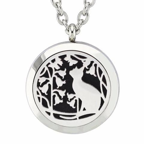 Cat and Flowers Necklace Gift Set