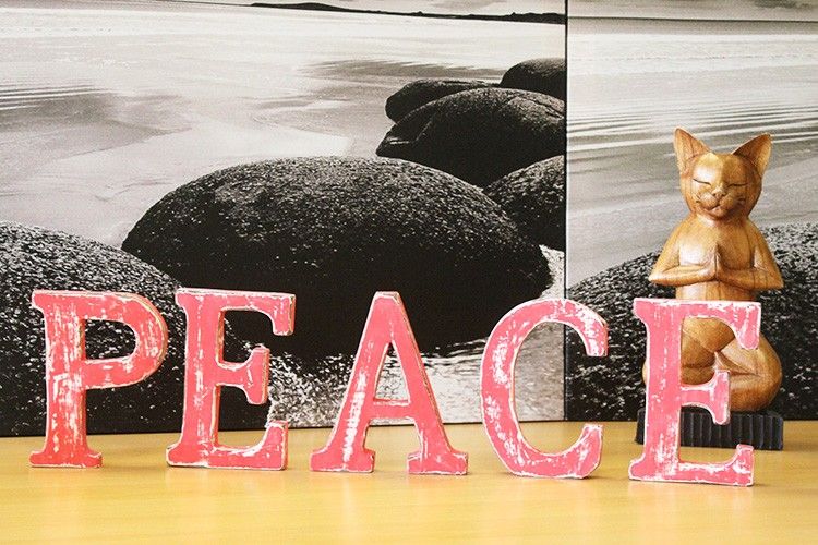 Shabby Chic Letters Red Wash  - PEACE