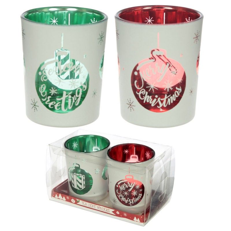 Christmas Bauble Glass Tea Light or Votive Holders