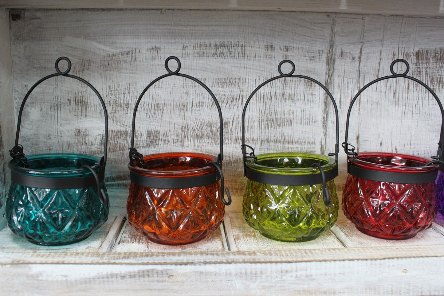 Moroccan Style Hanging Candle Lantern - Amber