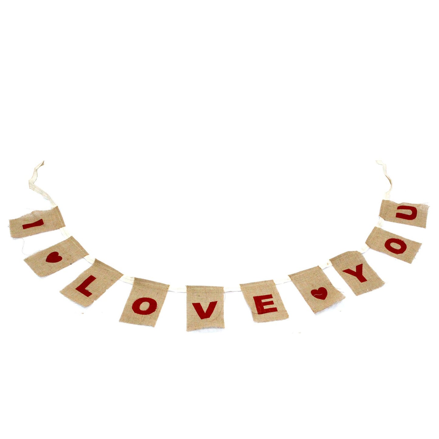 Natural Bunting  I LOVE YOU (small with hearts)