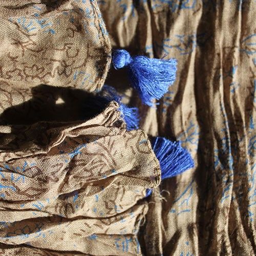 Antique Tassel Scarves - Grey Blue
