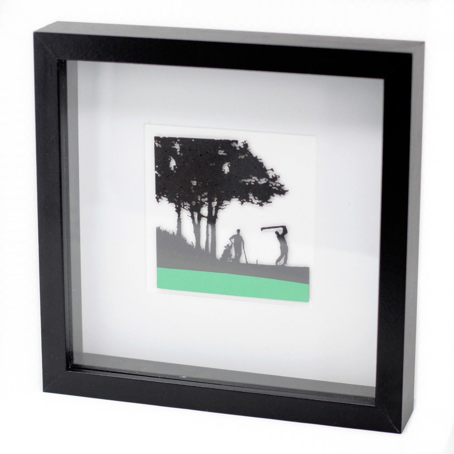 Paper Cutout Black Picture Frame - Golfing