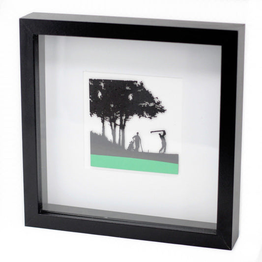 Paper Cutout Black Picture Frame - Golfing