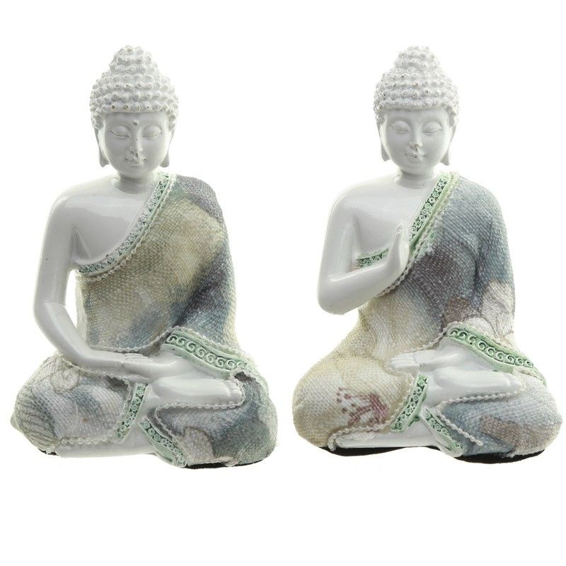 Thai Buddha White Gloss & Cream Figurine - Meditation