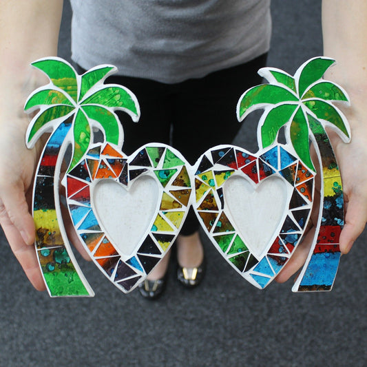 Small Mosaic Coconut Picture Frame - Double